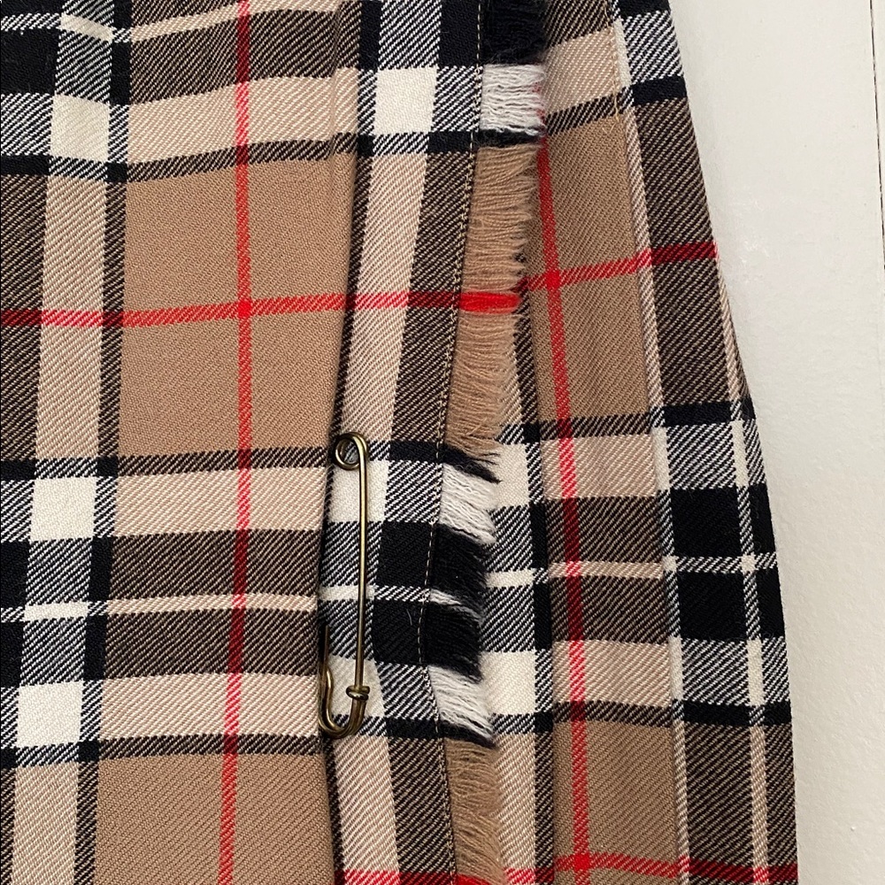 James Pringle Weavers Wool Fringe Plaid Kilt Maxi Skirt Tan US 12 - Picture 3 of 9
